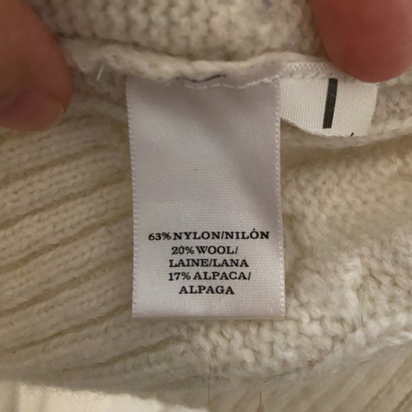 Ann Taylor wool alpaca white chunky braided cardigan sweater sz M - Picture 6 of 7